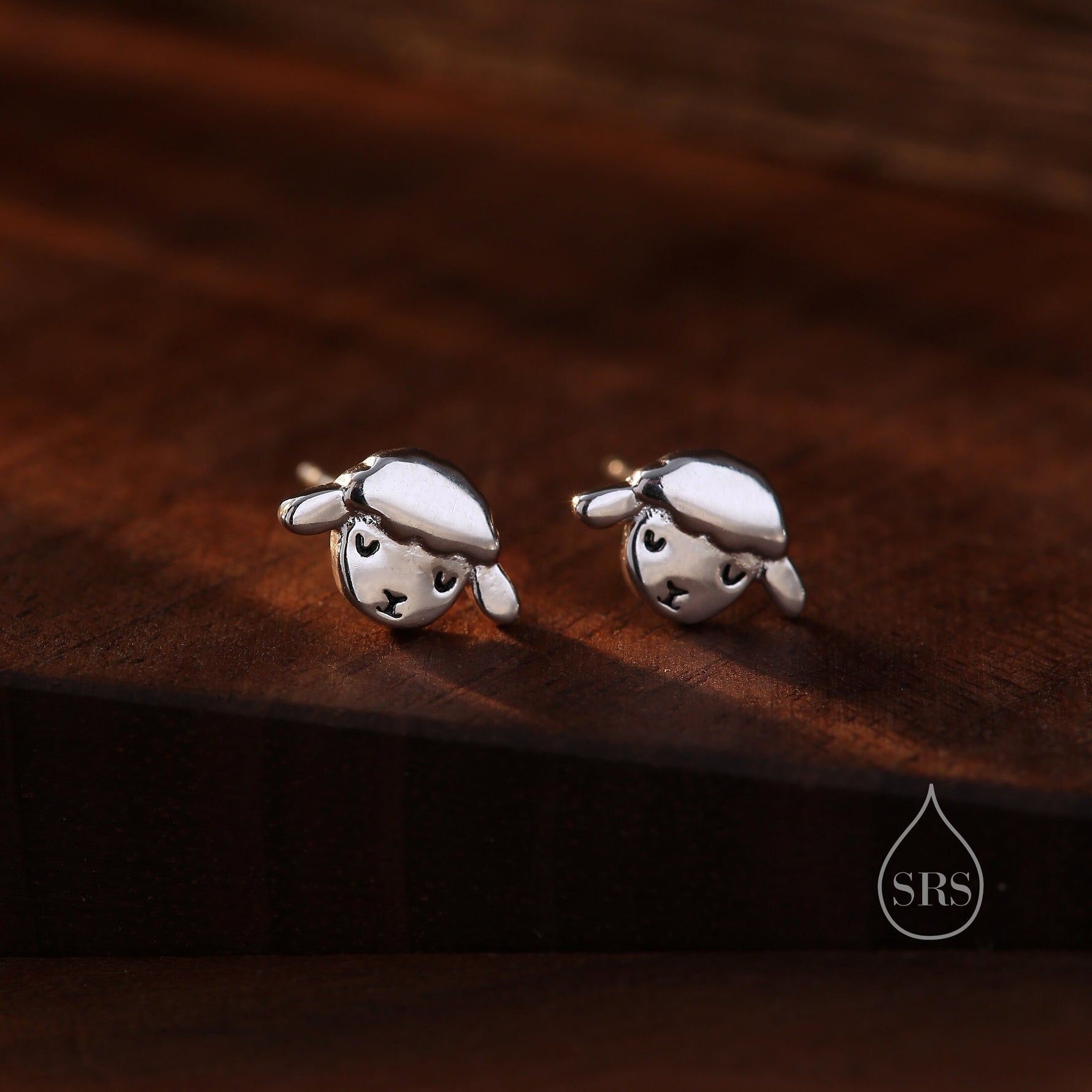 Cute Sheep Stud Earrings in Sterling Silver, Fluffy Sheep Face Earrings, Nature Inspired Sheep Head Earrings, Pet Lover