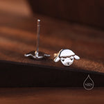 Cute Sheep Stud Earrings in Sterling Silver, Fluffy Sheep Face Earrings, Nature Inspired Sheep Head Earrings, Pet Lover