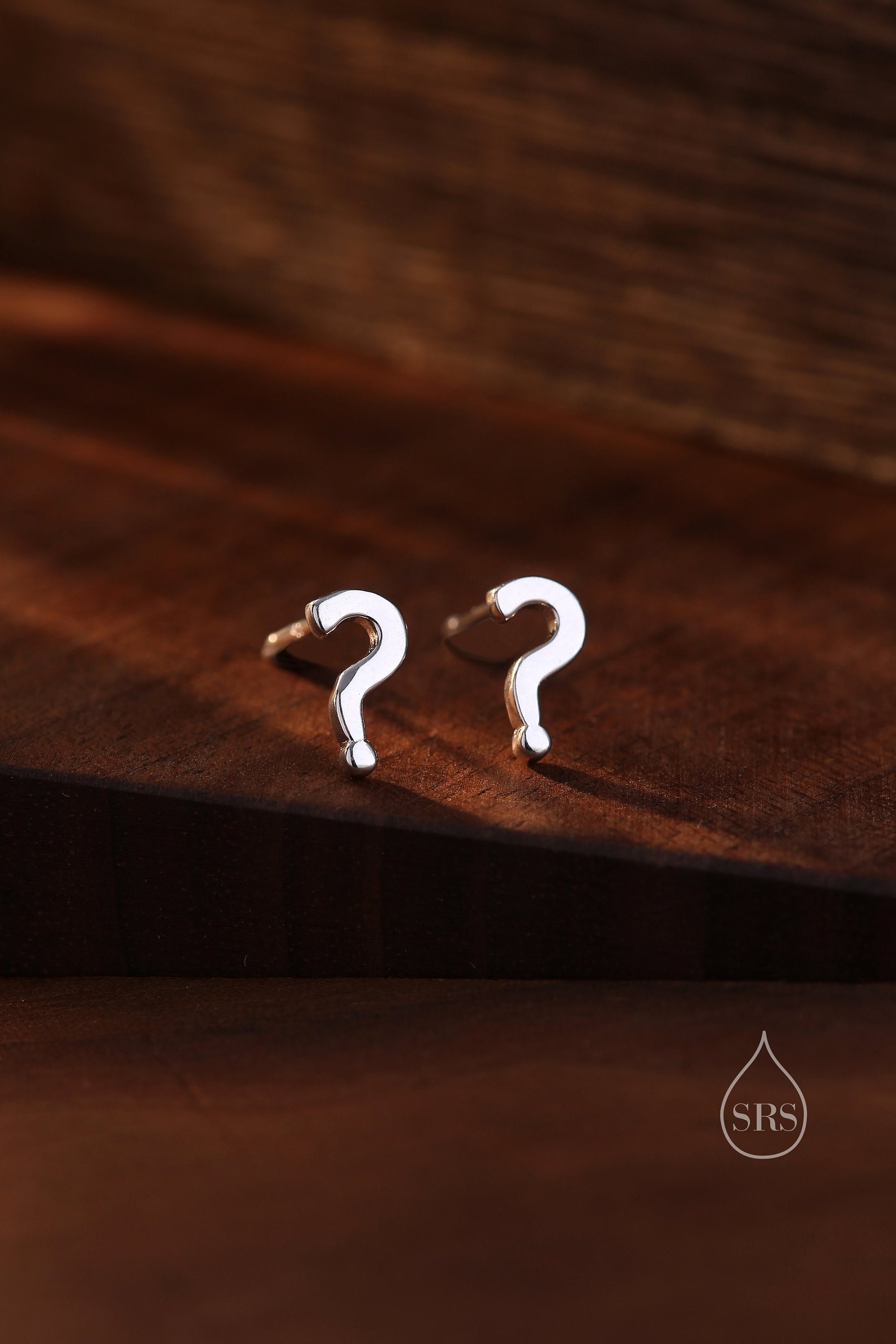 Question Mark Stud Earrings in Sterling Silver, Silver or Gold or Rose Gold, Question Mark Earrings, Fun and Playful Jewellery