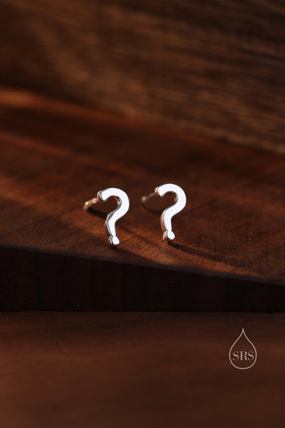 Question Mark Stud Earrings in Sterling Silver, Silver or Gold or Rose Gold, Question Mark Earrings, Fun and Playful Jewellery