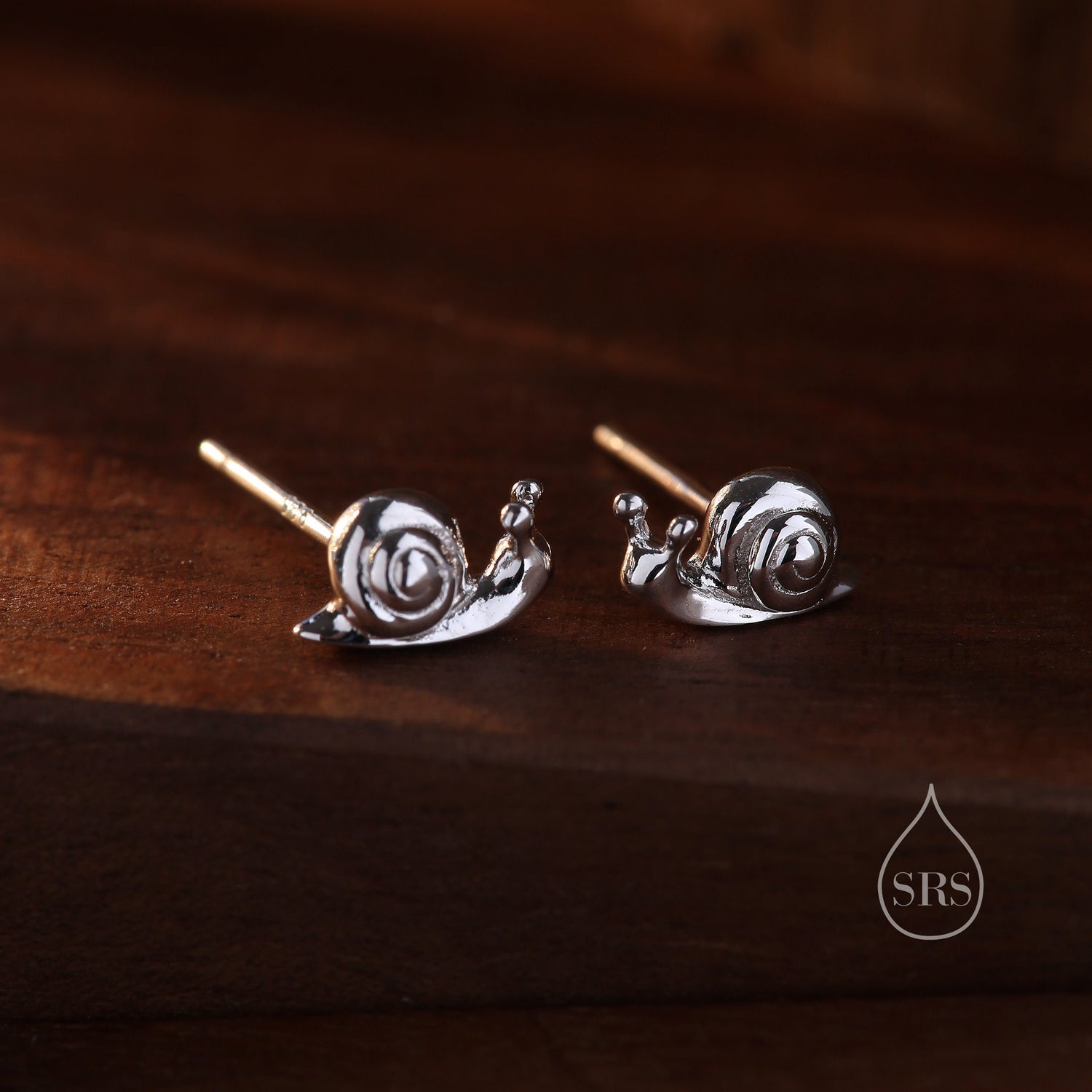Tiny Snail Stud Earrings in Sterling Silver, Silver or Gold, Nature Inspired Animal Earrings