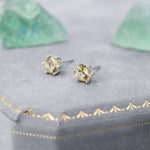 Genuine Yellow Citrine Stud Earrings in Sterling Silver, 5mm Citrine Earrings, Six Prong Citrine Crystal Earrings