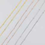 Minimalist Dainty Bead Motif Necklace in Sterling Silver, Various Lengths, Silver or Gold or Rose Gold, Satellite Chain Bead Choker Necklace