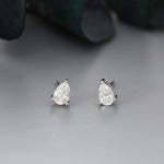 Sterling Silver Pear Cut Moissanite Earrings, 4x6mm Droplet Moissanite Diamond Earrings, April Birthstone Earrings