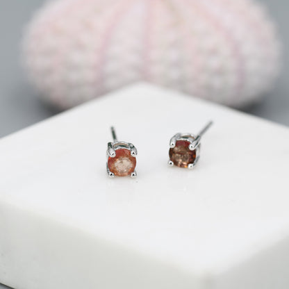 Natural Raw Tourmaline Stone Stud Earrings in Sterling Silver -  Genuine Tourmaline Crystal Stud Earrings  - Watermelon Tourmaline