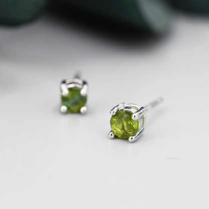 Natural Raw Tourmaline Stone Stud Earrings in Sterling Silver -  Genuine Tourmaline Crystal Stud Earrings  - Green Tourmaline