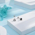 Tiny Black CZ Screw Back Earrings in Sterling Silver, 3mm or 4mm or 5mm CZ, Stacking Earrings, Black CZ Barbell Earrings, Helix Earrings