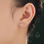 Single Piercing CZ Skinny Earlobe Cuff Earring in Sterling Silver, Lobe Cuff, Silver or Gold or Rose Gold, Stapler Earrings