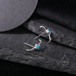 Single Piercing CZ Skinny Earlobe Cuff Earring in Sterling Silver, Lobe Cuff, Silver or Gold or Rose Gold, Stapler Earrings