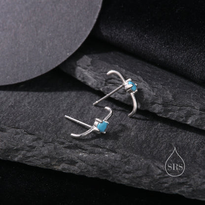 Single Piercing CZ Skinny Earlobe Cuff Earring in Sterling Silver, Lobe Cuff, Silver or Gold or Rose Gold, Stapler Earrings