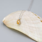 Extra Tiny Genuine Yellow Citrine Crystal Oval Pendant Necklace in Sterling Silver, 4x6 mm