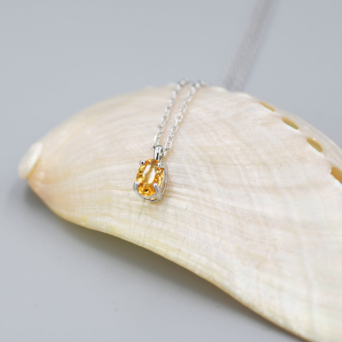 Very Tiny Genuine Tourmaline Crystal Oval Pendant Necklace in Sterling Silver, 4x6 mm