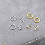 Aurora Colour Flower CZ Huggie Hoop in Sterling Silver, Silver or Gold, Colour Changing Flower Hoops, Detachable and Interchangeable