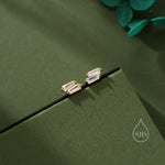 Double Trapezoid CZ Stud Earrings in Sterling Silver