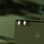 Extra Tiny Marquise CZ Stud Earrings in Sterling Silver, Silver or Gold, Dainty Marquise Crystal Earrings, Bridesmaid's Jewellery