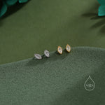 Extra Tiny Marquise CZ Stud Earrings in Sterling Silver, Silver or Gold, Dainty Marquise Crystal Earrings, Bridesmaid's Jewellery