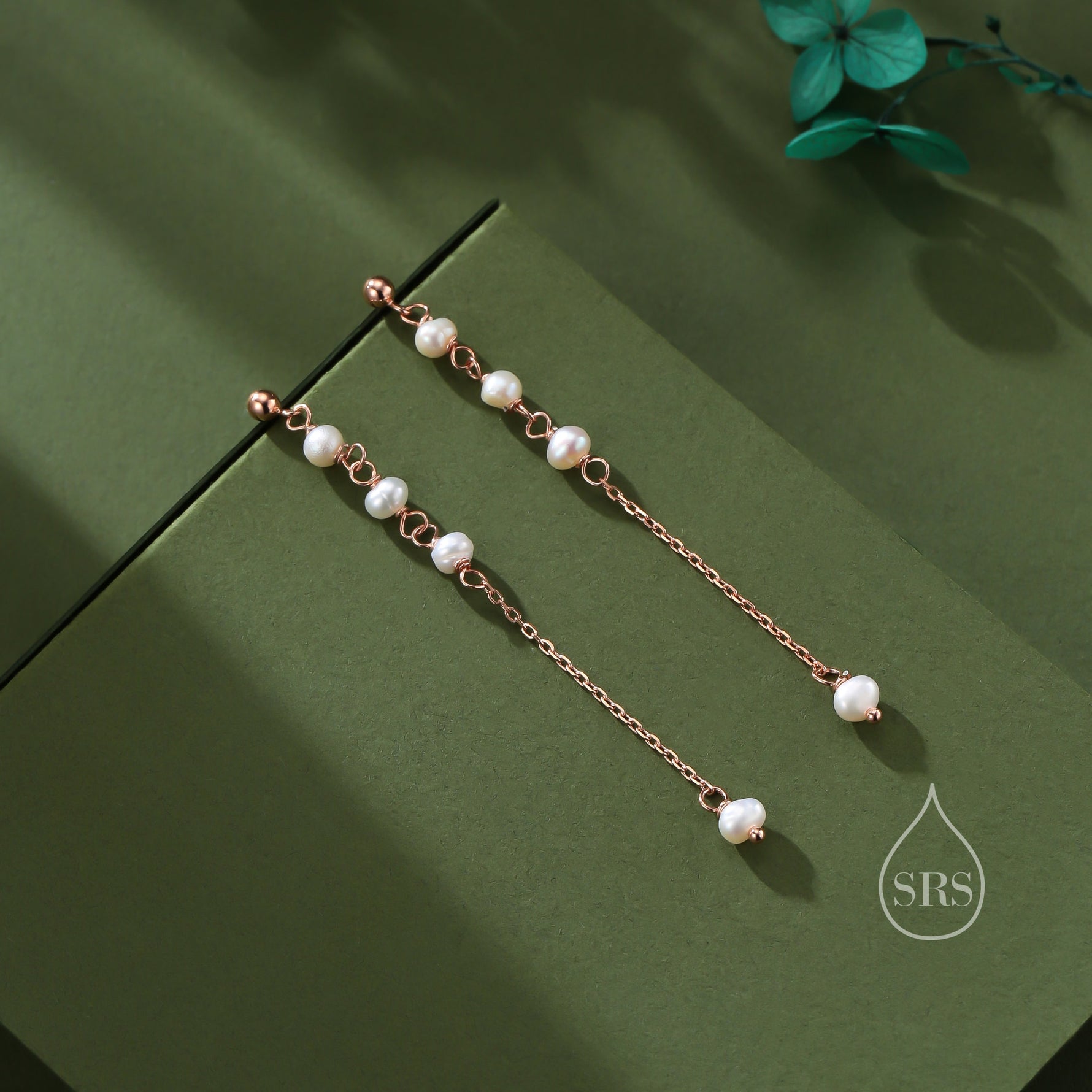 Sterling Silver Natural Pearl Cascade Earrings, Silver or Gold or Rose Gold, Genuine Freshwater Pearl Drop Dangle Earrings, Real Pearls