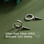 Sterling Silver Dangling Spike CZ Hoop Earrings, Silver or Gold or Rose Gold or Black, Spike Hoop Earrings