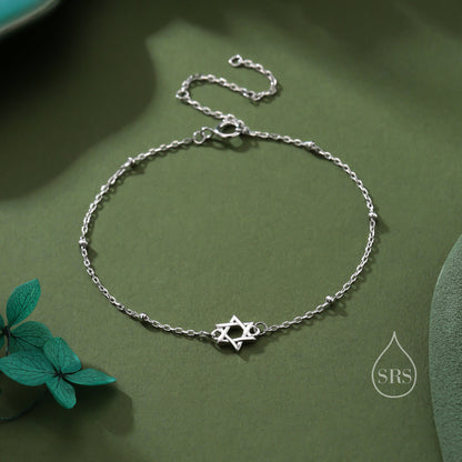 Star of David Bracelet in Sterling Silver, Silver or Gold or Rose Gold, Star Bracelet, Star Jewellery