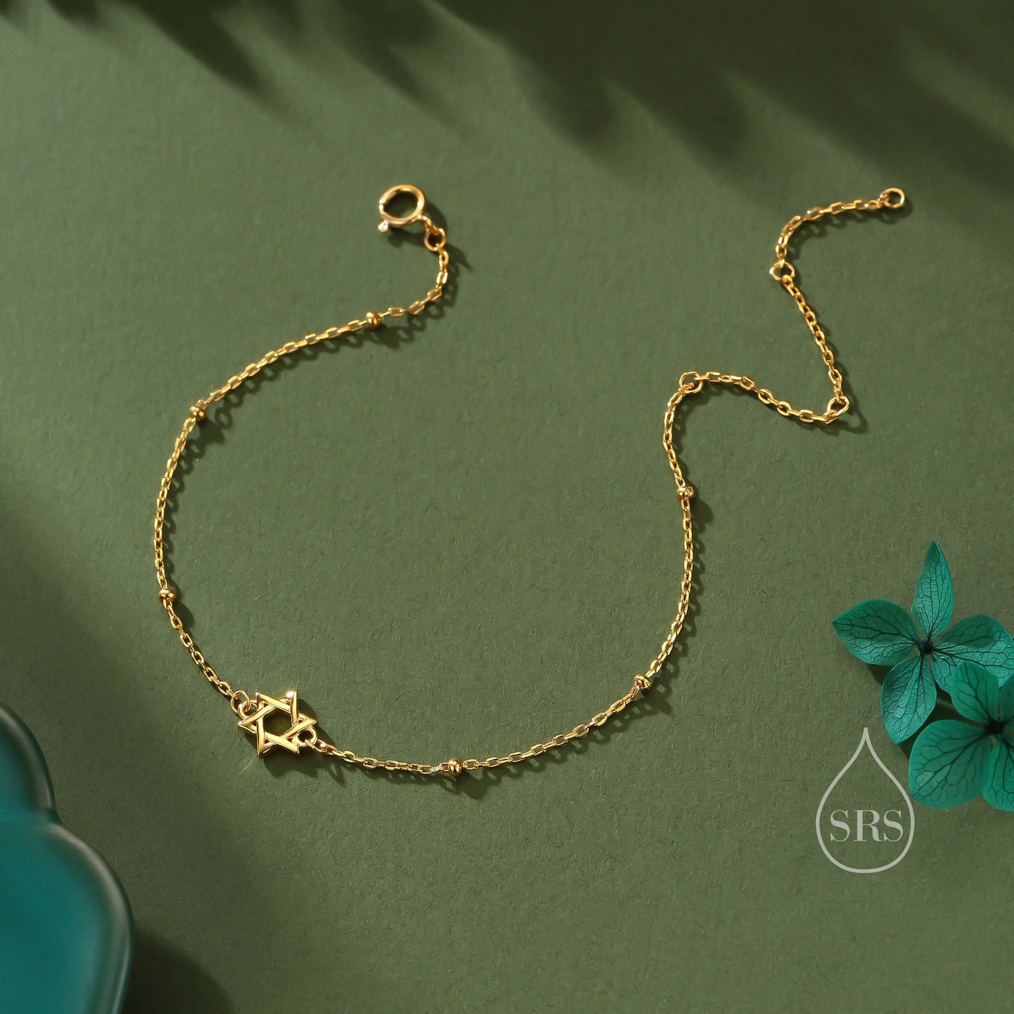 Star of David Bracelet in Sterling Silver, Silver or Gold or Rose Gold, Star Bracelet, Star Jewellery