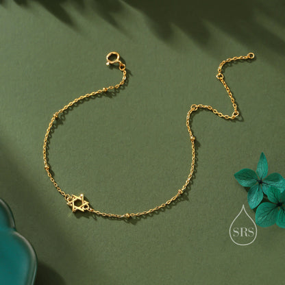 Star of David Bracelet in Sterling Silver, Silver or Gold or Rose Gold, Star Bracelet, Star Jewellery