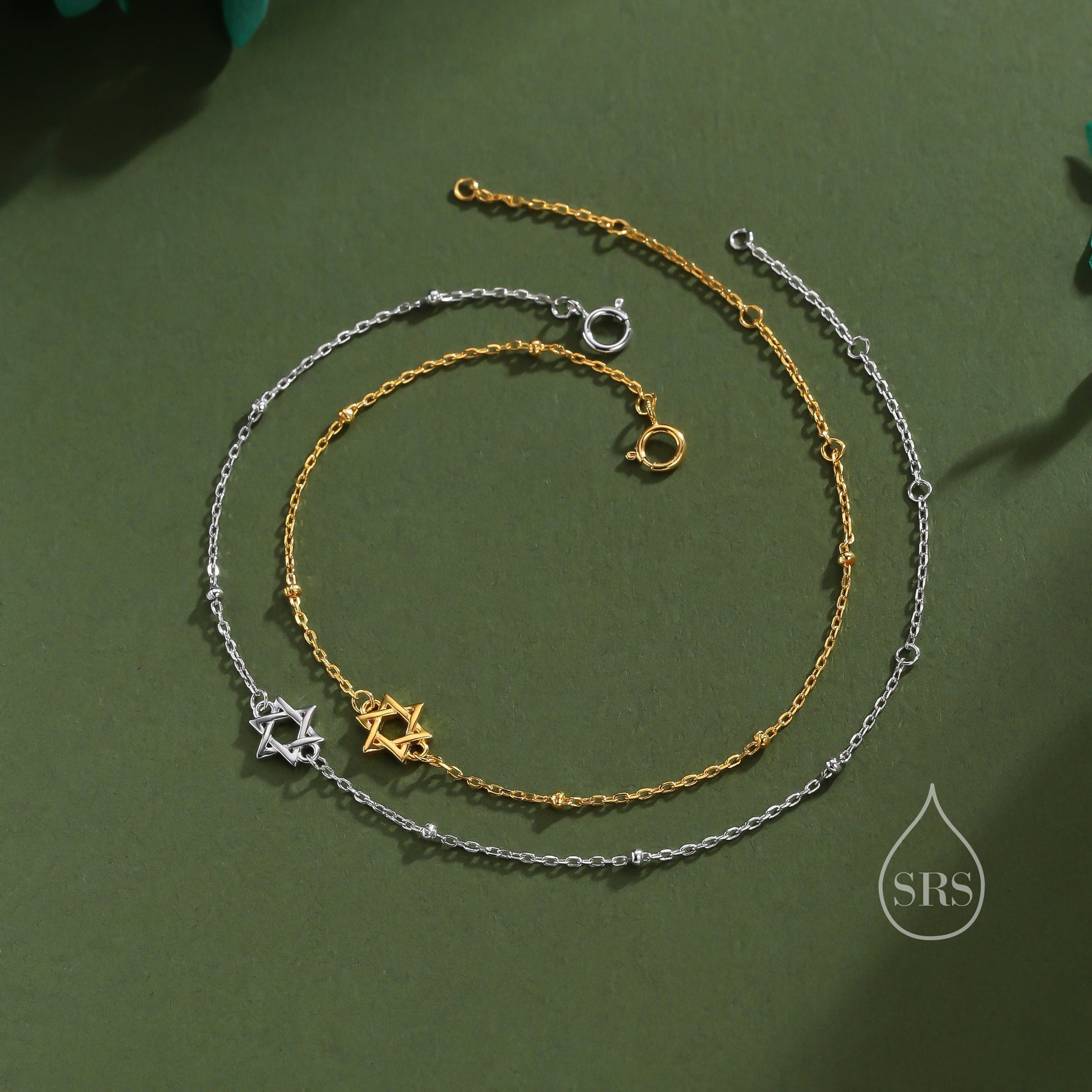 Star of David Bracelet in Sterling Silver, Silver or Gold or Rose Gold, Star Bracelet, Star Jewellery