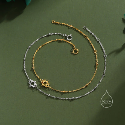 Star of David Bracelet in Sterling Silver, Silver or Gold or Rose Gold, Star Bracelet, Star Jewellery