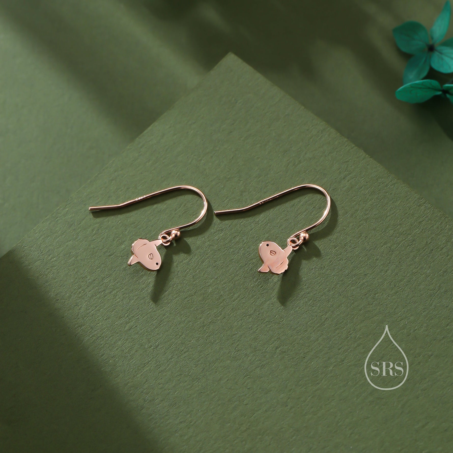 Ocean Sunfish Fish Drop Hook Earrings in Sterling Silver, Silver, Gold or Rose Gold, Sun Fish Earrings, Mola Mola Earrings, Animal Earrings