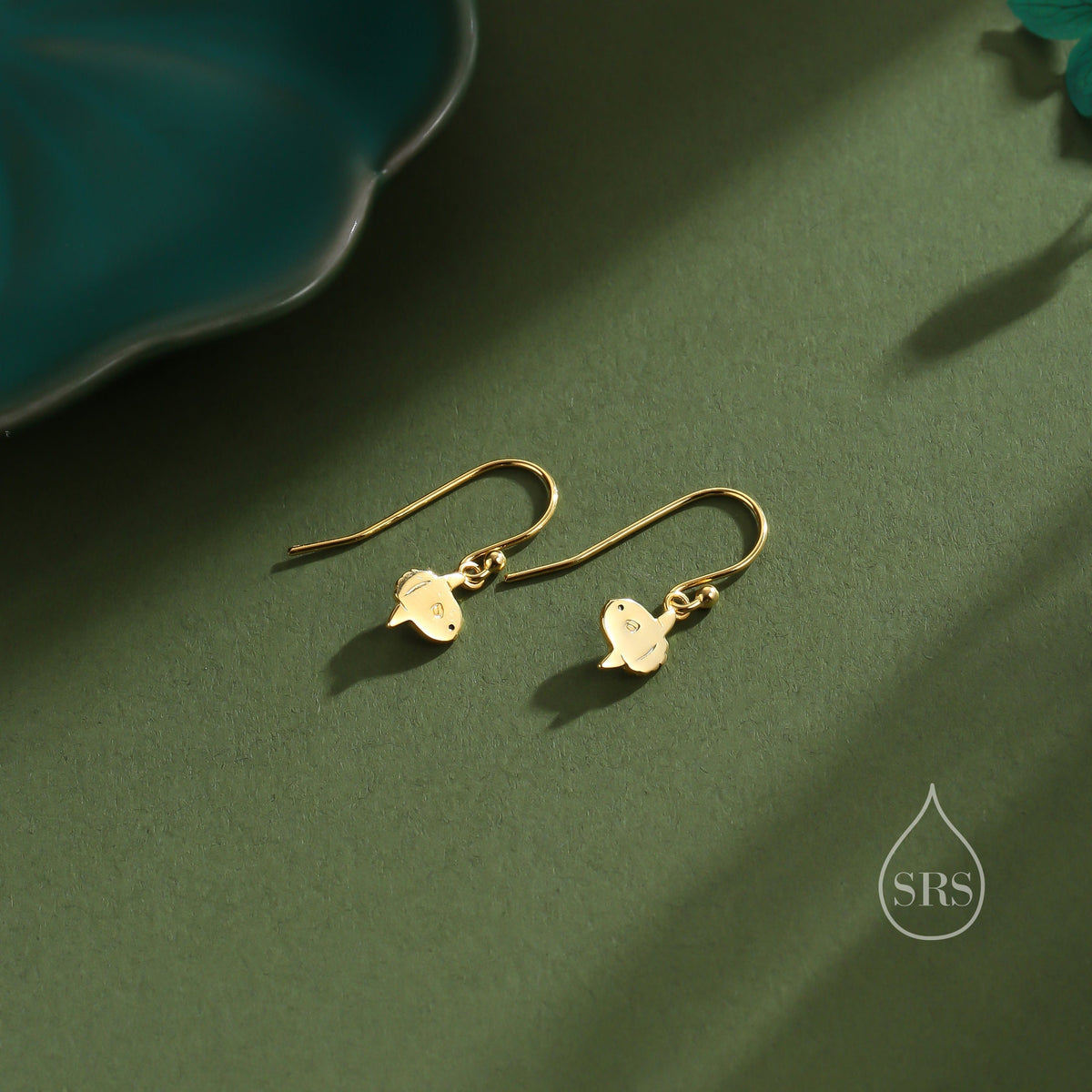Ocean Sunfish Fish Drop Hook Earrings in Sterling Silver, Silver, Gold or Rose Gold, Sun Fish Earrings, Mola Mola Earrings, Animal Earrings