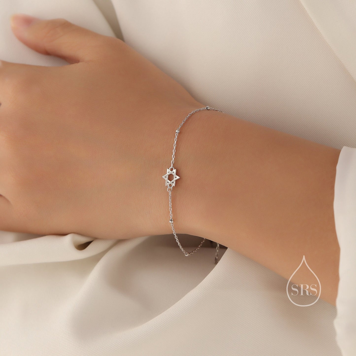 Star of David Bracelet in Sterling Silver, Silver or Gold or Rose Gold, Star Bracelet, Star Jewellery