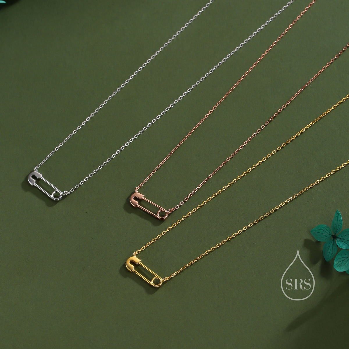 Cute Little Safety Pin Pendant Necklace in Sterling Silver, Silver or Gold or Rose Gold, Silver Safety Pin Necklace, Gift for DIY Lover