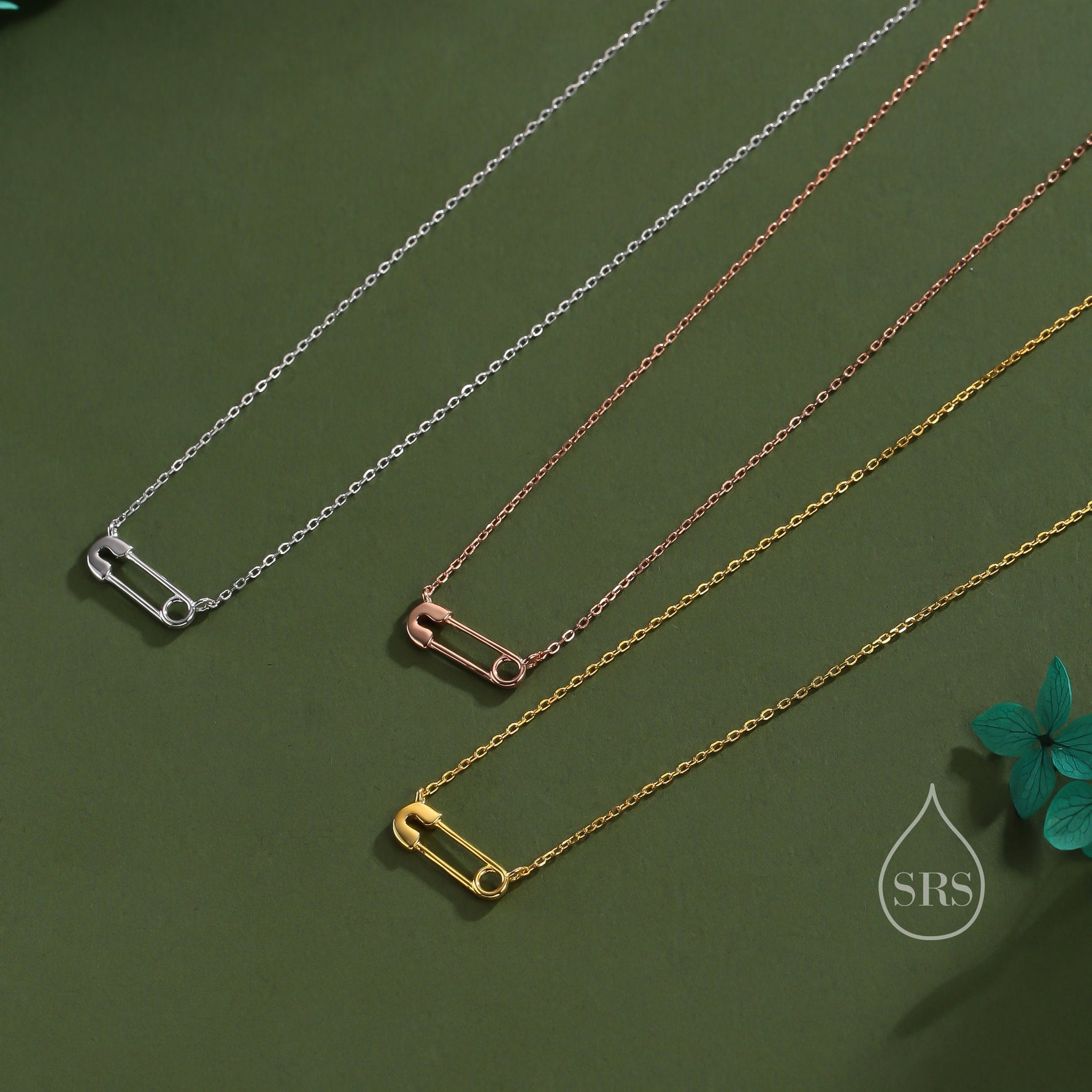 Cute Little Safety Pin Pendant Necklace in Sterling Silver, Silver or Gold or Rose Gold, Silver Safety Pin Necklace, Gift for DIY Lover