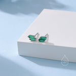 Double Trapezoid Emerald Green CZ Stud Earrings in Sterling Silver