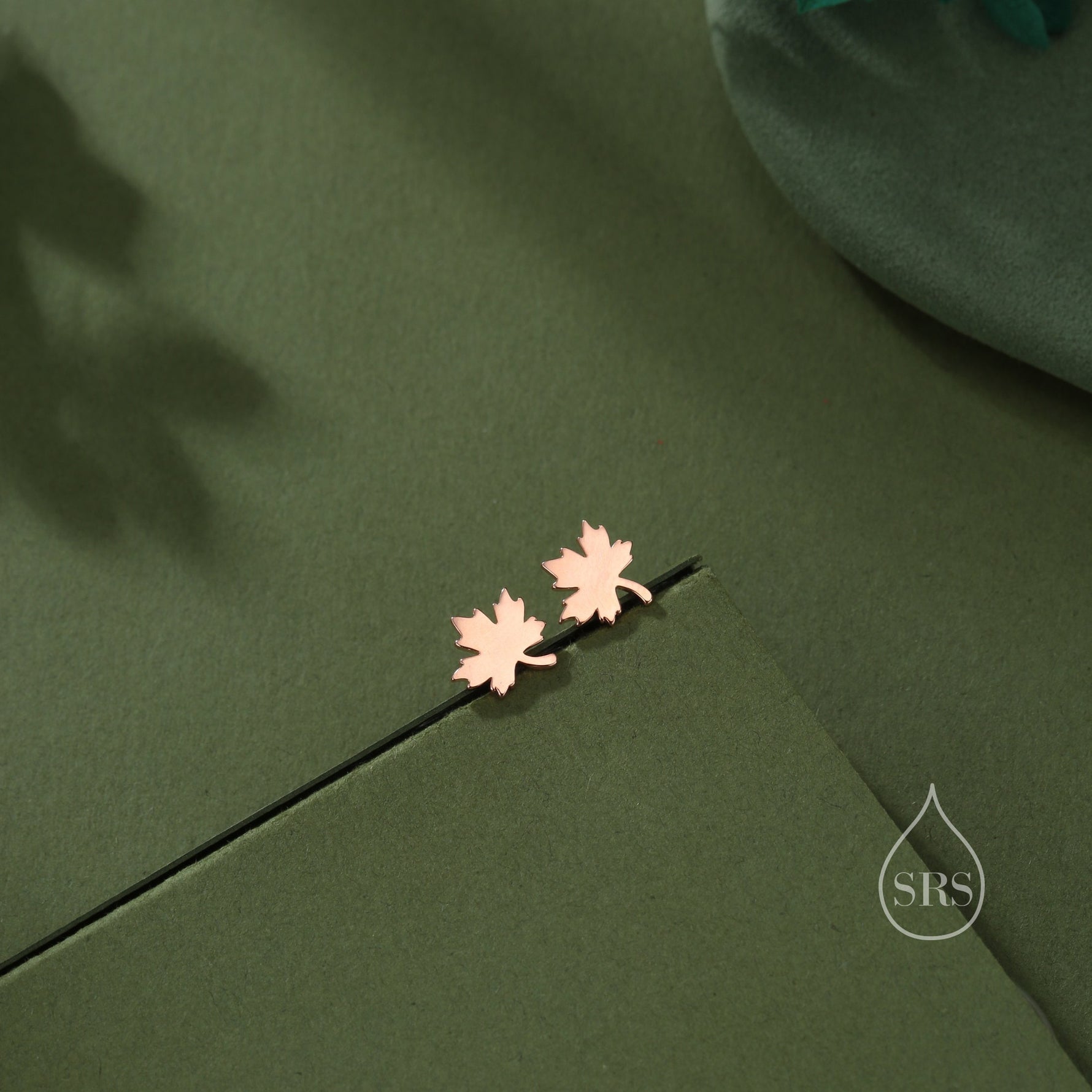 Maple Leaf Stud Earrings in Sterling SilverNature Inspired Flower Earrings -Leaf Earrings, Silver Gold or Rose Gold, Fun, Whimsical