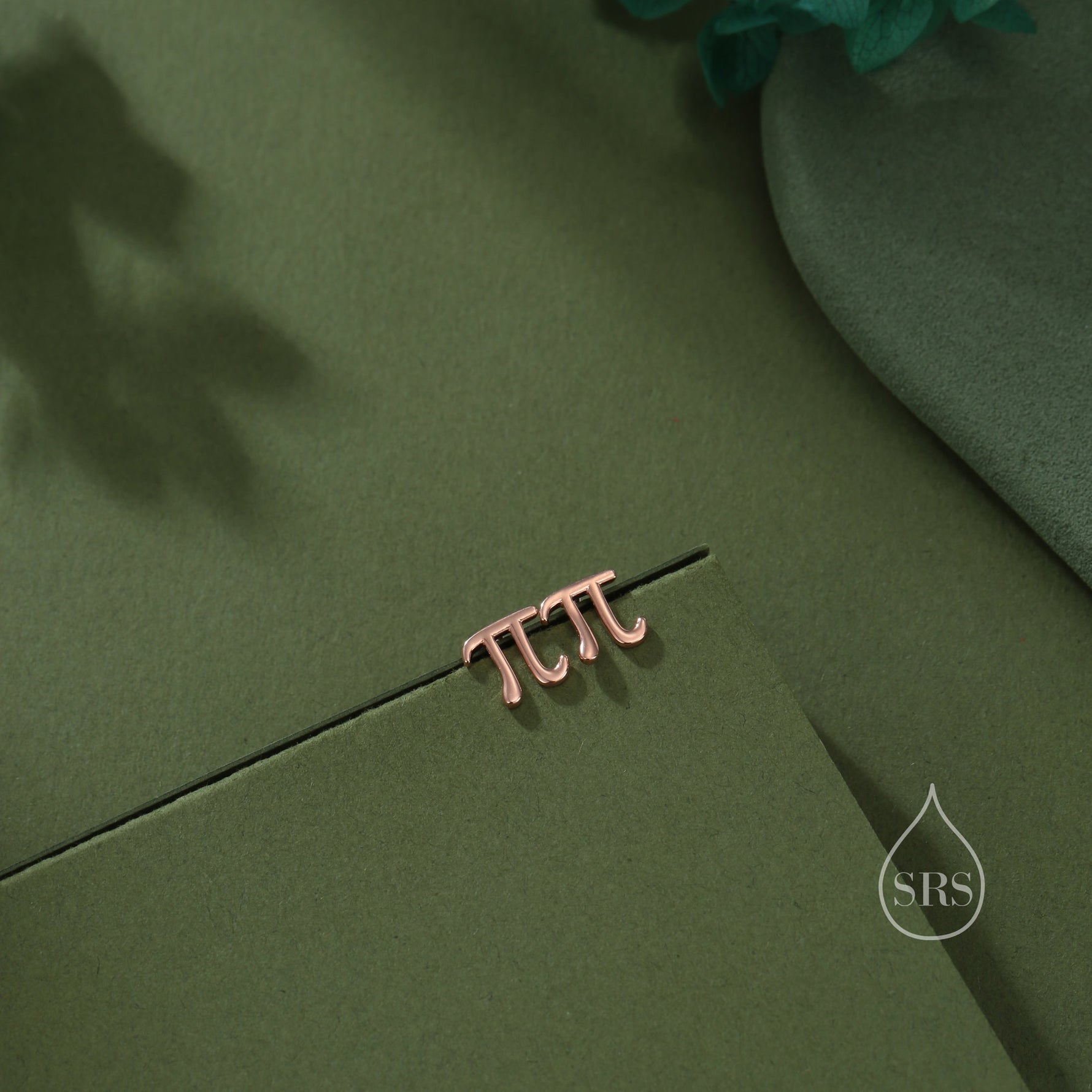 Sterling Silver Pi Stud Earrings - Mathematical Earrings, Silver, Gold or Rose Gold, Math, Geeky, Fun, Cute Fun, Whimsical