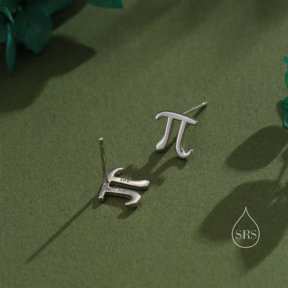 Sterling Silver Pi Stud Earrings - Mathematical Earrings, Silver, Gold or Rose Gold, Math, Geeky, Fun, Cute Fun, Whimsical
