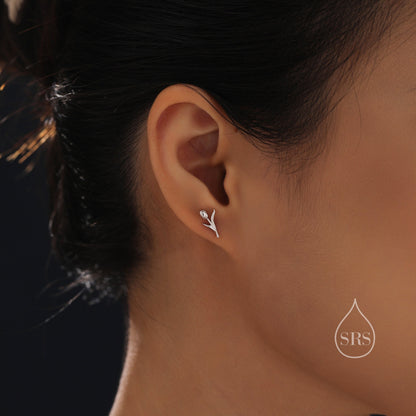 Dainty Tulip Flower Stud Earrings in Sterling Silver, Silver, Gold or Rose Gold Finish, Flower Earrings, Tulip Earrings, Spring Earrings
