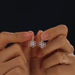 Atom Drop Hook Earrings in Sterling Silver with Simulated Moonstone, Silver or Gold or Rose Gold, Sterling Silver Atom Earrings