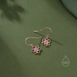 Atom Drop Hook Earrings in Sterling Silver with Simulated Moonstone, Silver or Gold or Rose Gold, Sterling Silver Atom Earrings