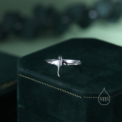Tiny Manta Ray Ring in Sterling Silver, Adjustable Size, Manta Ray Fish Ring, Sterling Silver Stingray Ring.