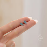 Enamel Oak Leaf Stud Earrings in Sterling Silver, Petite Acorn Leaf Earrings, Small Leaf Stud, Nature Inspired