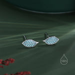 Enamel Beech Leaf Stud Earrings in Sterling Silver, Petite Beech Leaf Earrings, Small Leaf Stud, Nature Inspired