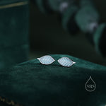 Enamel Beech Leaf Stud Earrings in Sterling Silver, Petite Beech Leaf Earrings, Small Leaf Stud, Nature Inspired