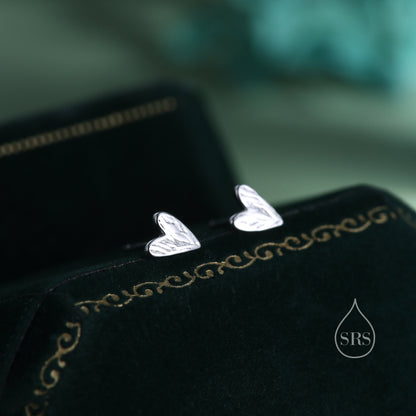 Sterling Silver Tiny Textured Heart Stud Earrings, Extra Small Heart Stud, Silver, Gold and Rose Gold, Heart Earrings
