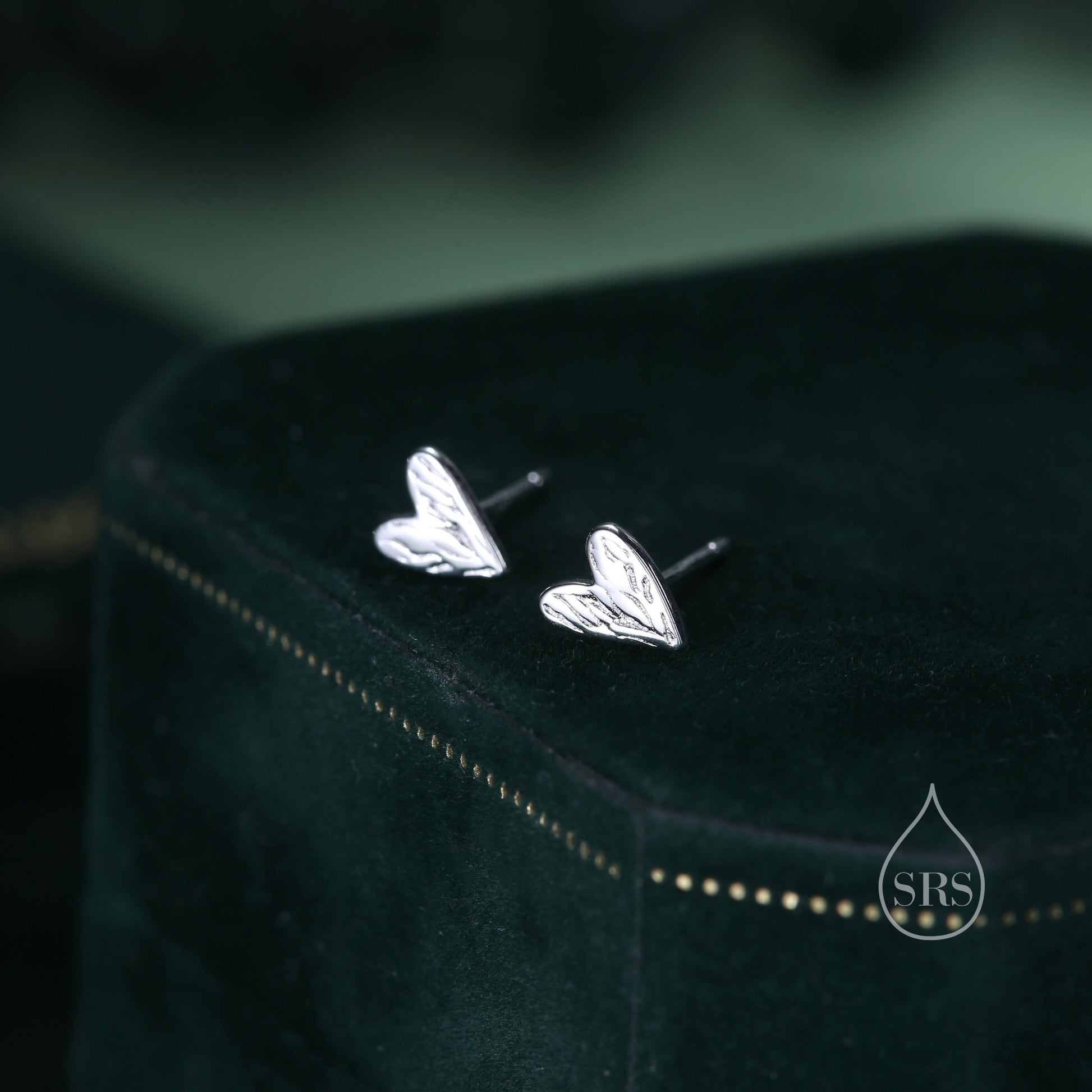 Sterling Silver Tiny Textured Heart Stud Earrings, Extra Small Heart Stud, Silver, Gold and Rose Gold, Heart Earrings