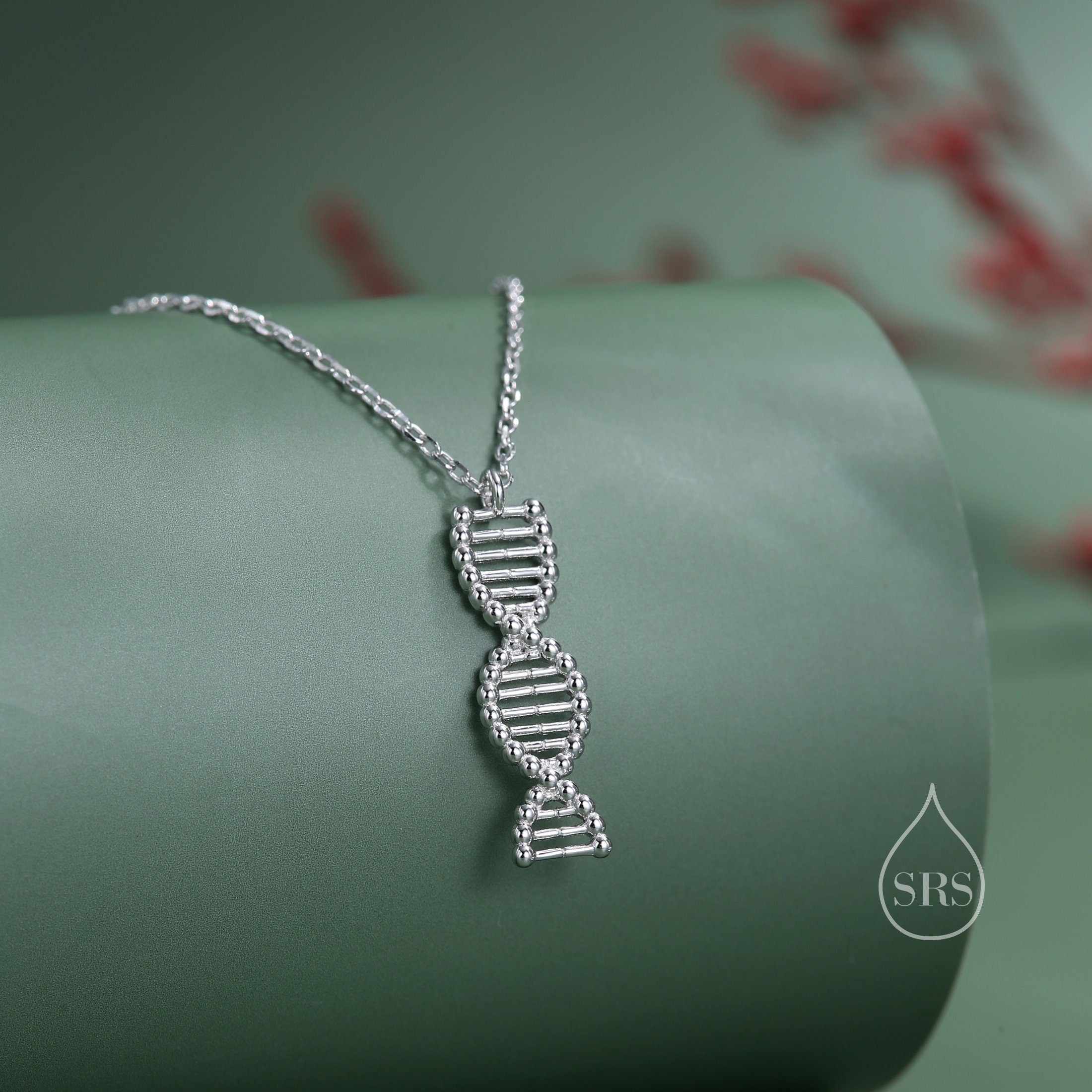 DNA Molecular Structure Pendant Necklace Sterling Silver, Silver