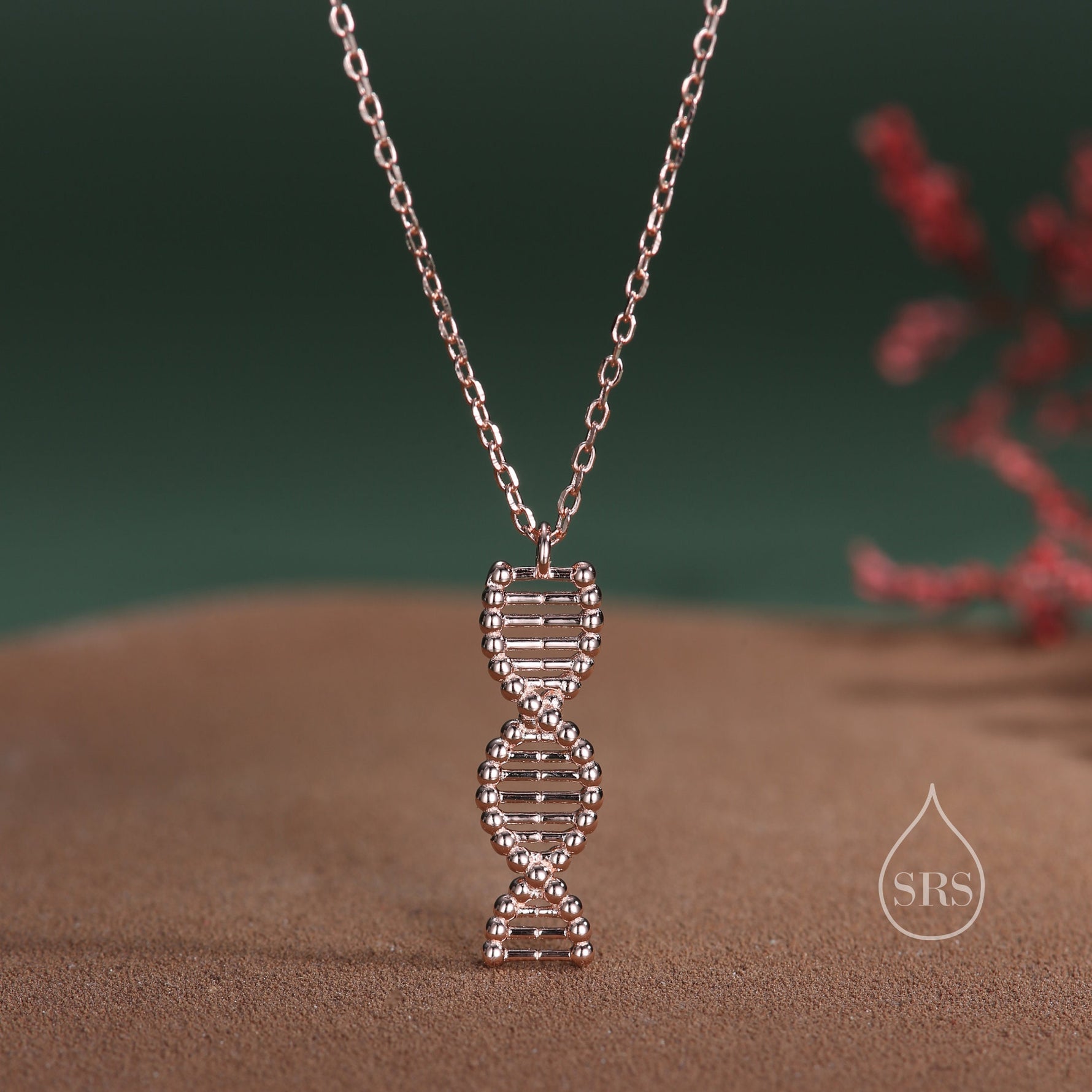 DNA Molecular Structure Pendant Necklace Sterling Silver, Silver or Gold or Rose Gold, DNA Necklace, Science Jewellery,Scientist Gift