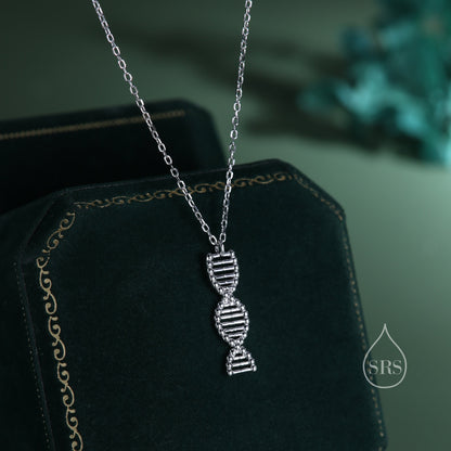 DNA Molecular Structure Pendant Necklace Sterling Silver, Silver or Gold or Rose Gold, DNA Necklace, Science Jewellery,Scientist Gift