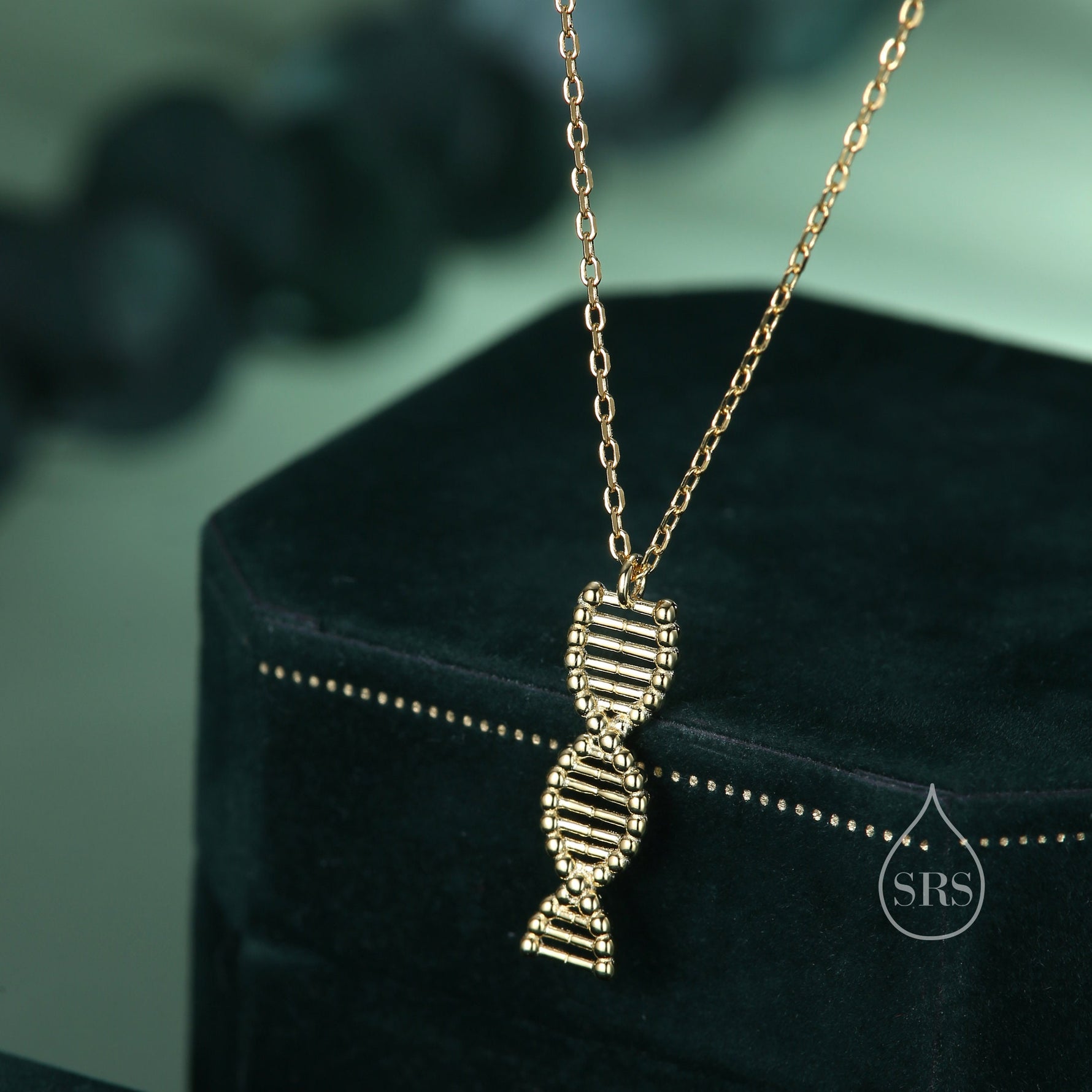 DNA Molecular Structure Pendant Necklace Sterling Silver, Silver or Gold or Rose Gold, DNA Necklace, Science Jewellery,Scientist Gift