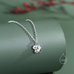 Sterling Silver Tiny Little Forget Me Not Flower Blossom Pendant Necklace with 18ct Gold Plating, Dainty Forget-me-not Necklace